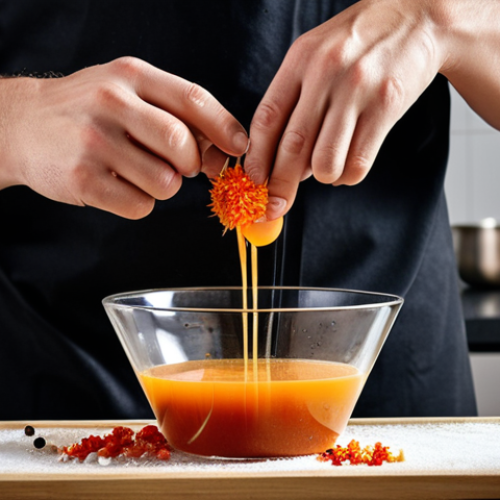 **Image Prompt:** A chef in a modern kitchen using enzymatic hydrolysis to create a vibrant, flavorful vegetable broth. Focus on the transformation of simple ingredients into a complex, umami-rich dish. Include elements of molecular gastronomy and innovative food techniques. The setting should emphasize a clean, professional culinary environment. Think "artistic food photography" style, highlighting textures and colors.