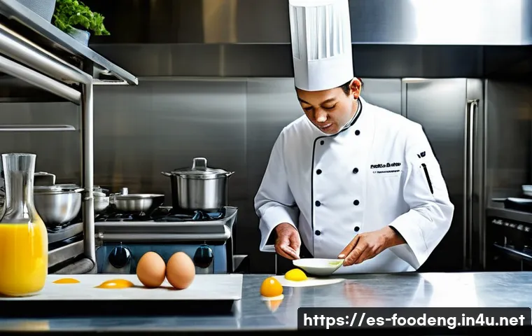 식품물리학 원리 - **Prompt 1: The Culinary Alchemy of an Egg**
    "A sophisticated chef, dressed in a pristine white ...