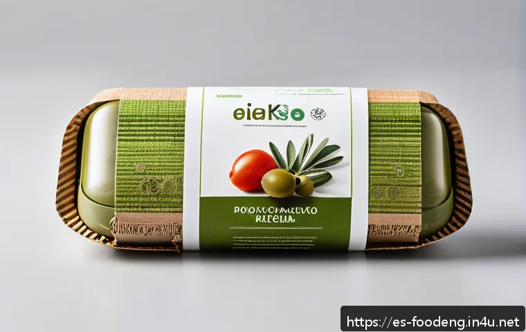 식품 포장 인쇄 기술 - A high-resolution image of a sustainable food packaging concept designed for the Spanish market, fea...